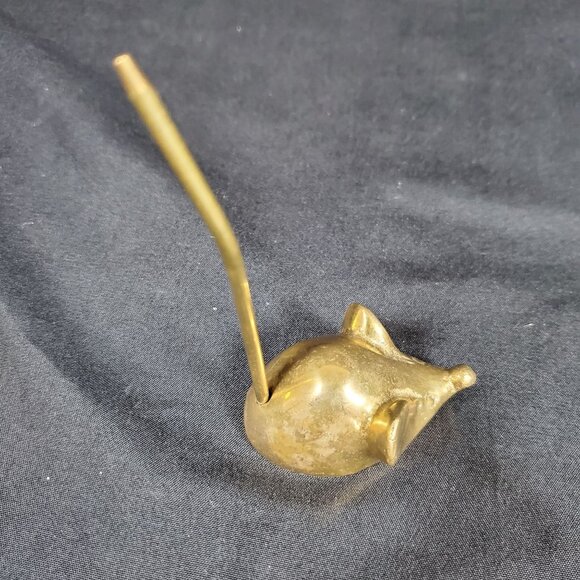 VTG Solid Brass Mouse Note Spike Mid Century Canadian Brass Desk Paper Spike Whi - Picture 4 of 9